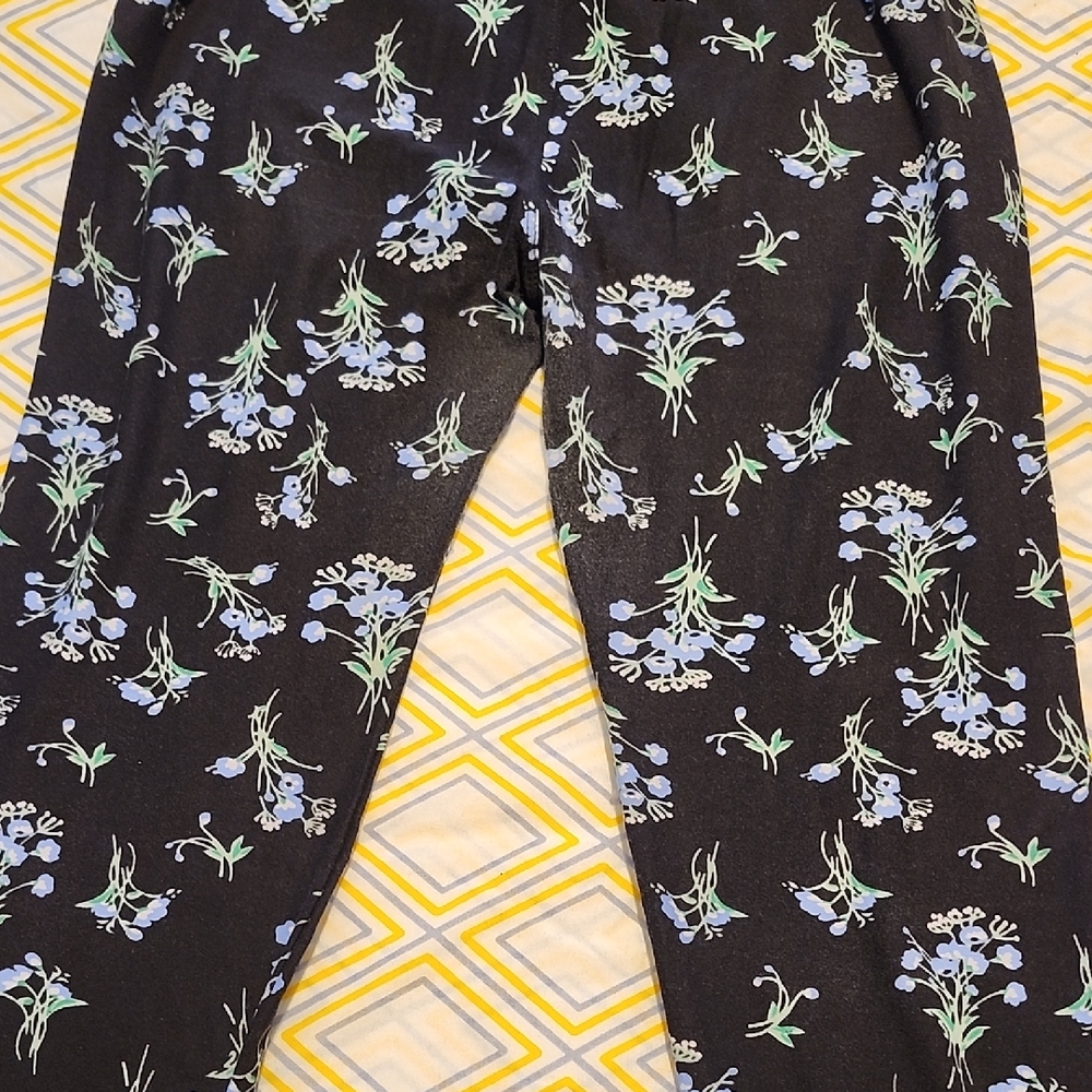 Floral Black Pants